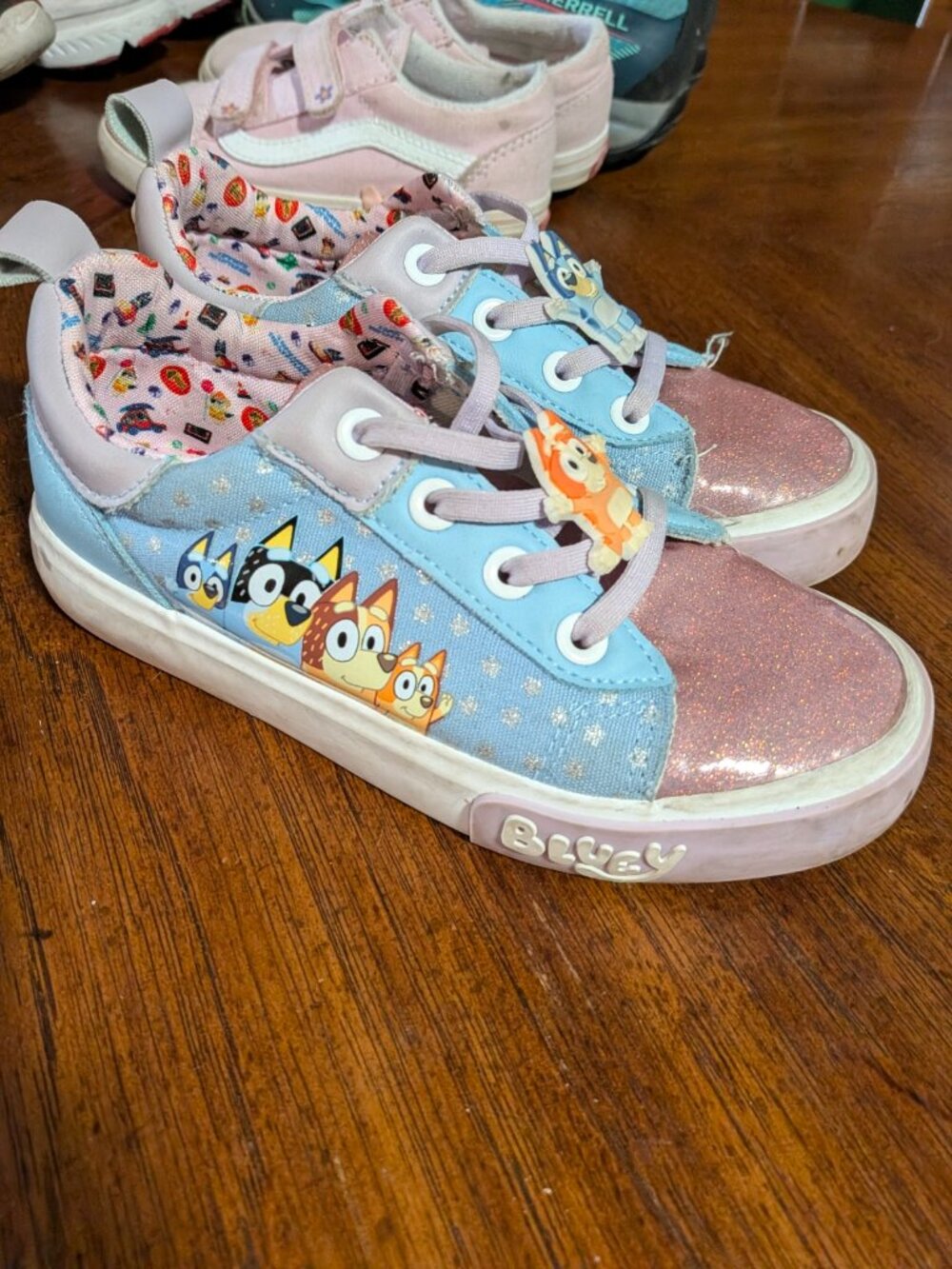Bluey Toddler Girls Glitter High Top Sneakers Size 13 Pink Blue Character Shoes